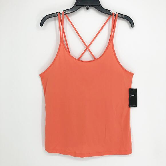 ID IDEOLOGY Women's Strappy Workout Tank Top Large Peach Orange Tech Knit NWT - Picture 2 of 10